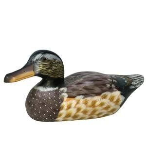Hand Crafted Painted Signed Vintage Wooden Duck Decoy Exceptional Details